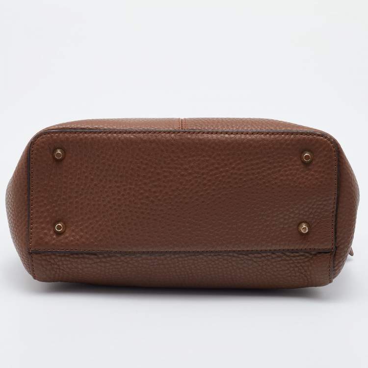 Pre Owned DKNY Brown Leather Top Zip Satchel