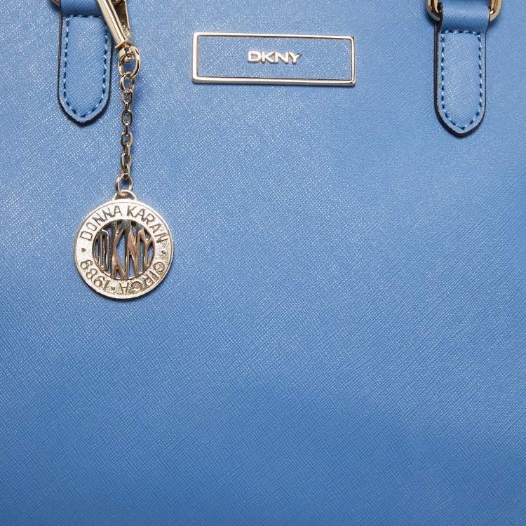 Pre Owned DKNY Blue Saffiano Leather Bryant Park Zipped Satchel
