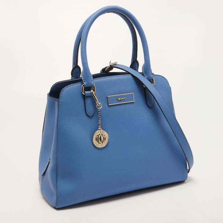Pre Owned DKNY Blue Saffiano Leather Bryant Park Zipped Satchel