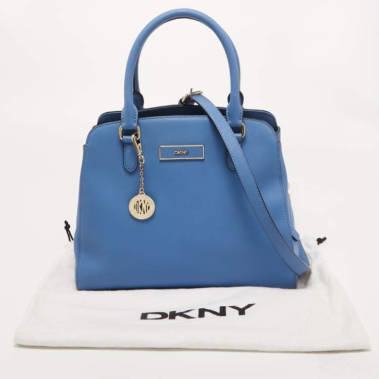 Pre Owned DKNY Blue Saffiano Leather Bryant Park Zipped Satchel