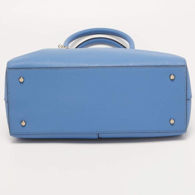 Pre Owned DKNY Blue Saffiano Leather Bryant Park Zipped Satchel