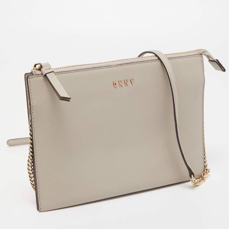 Pre Owned DKNY Beige Leather Crossbody Bag