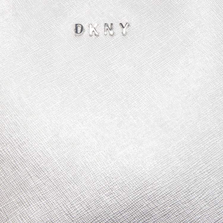 Pre Owned DKNY Silver Leather Charm Satchel