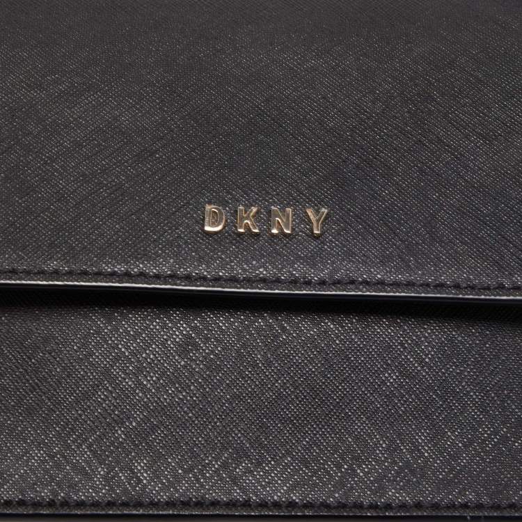 Pre Owned DKNY Black Leather Flap Chain Shoulder Bag