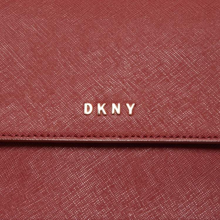 Pre Owned DKNY Red Leather Flap Chain Shoulder Bag
