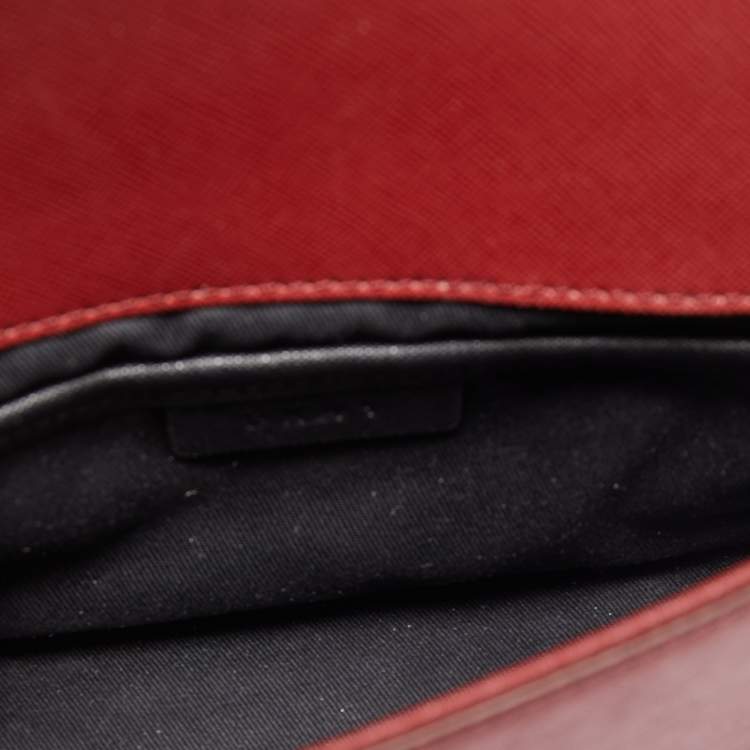 Pre Owned DKNY Red Leather Flap Chain Shoulder Bag