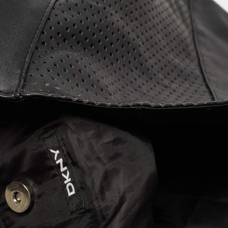 Pre Owned DKNY Black Perforated Leather Shopper Tote