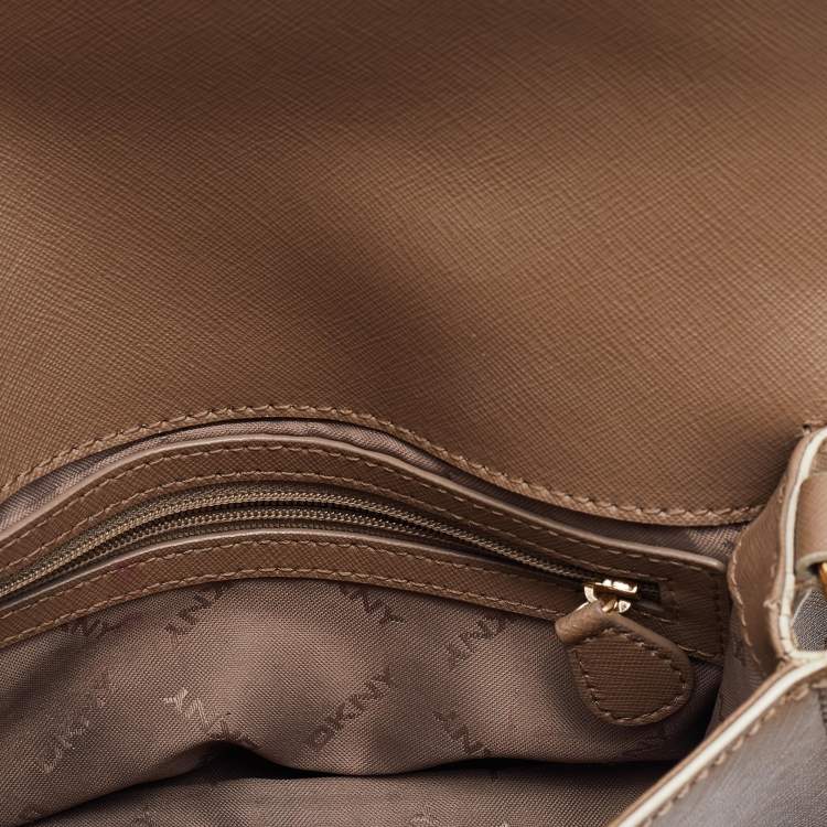 Pre Owned DKNY Beige Leather Flap Chain Shoulder Bag