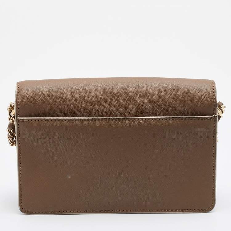 Pre Owned DKNY Beige Leather Flap Chain Shoulder Bag