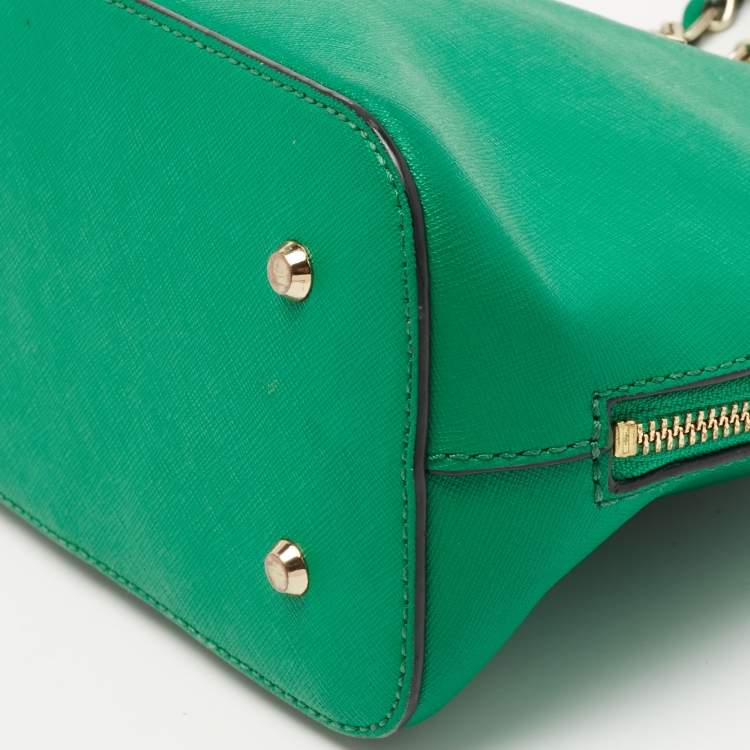 Pre Owned Dkny Green Leather Dome Chain Shoulder Bag