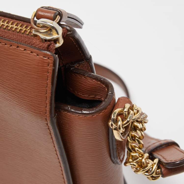 مملوكة مسبقًا DKNY Brown Leather Ava Zip Crossbody Bag