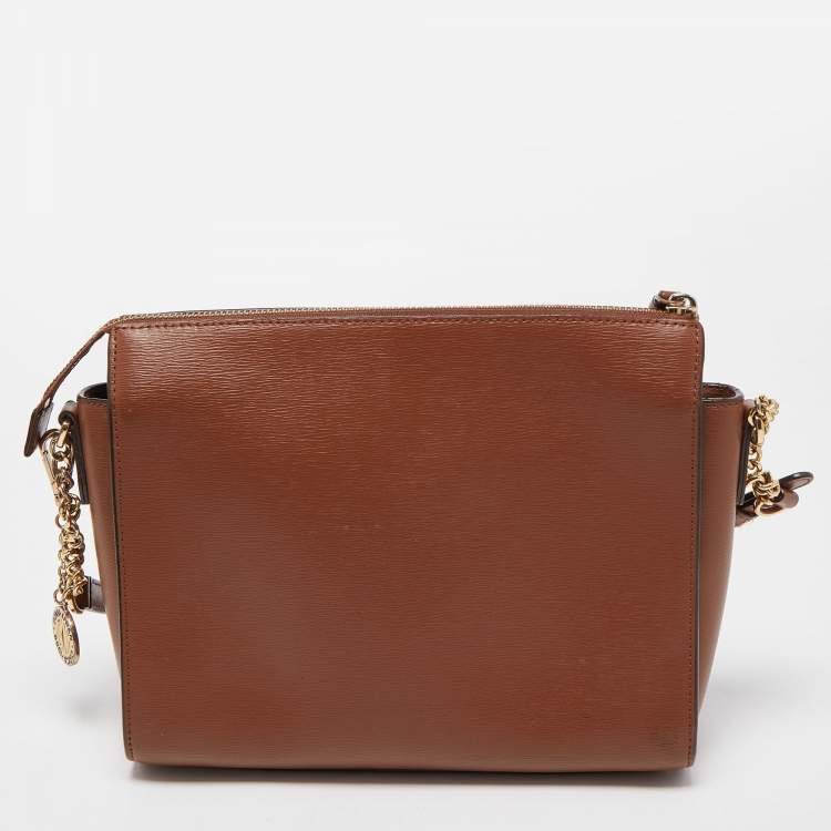 مملوكة مسبقًا DKNY Brown Leather Ava Zip Crossbody Bag
