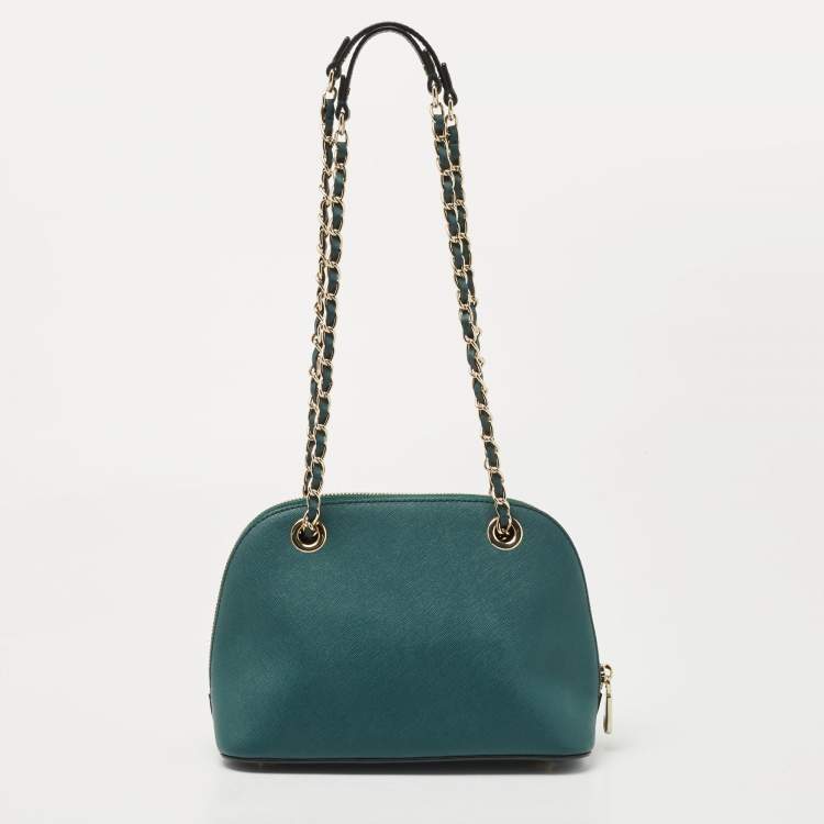 Pre Owned DKNY Dark Green Leather Dome Shoulder Bag
