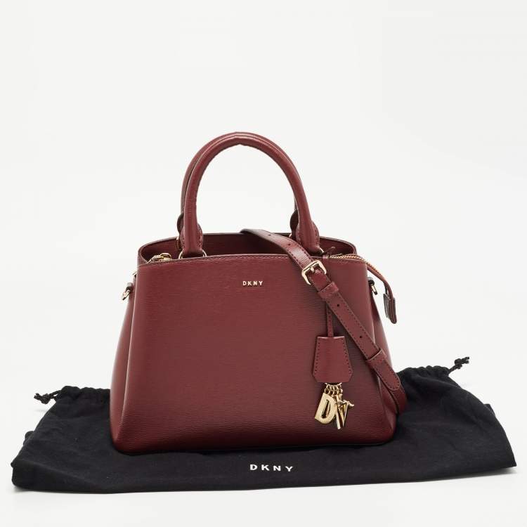 Pre Owned DKNY Burgundy Faux Leather Paige Satchel