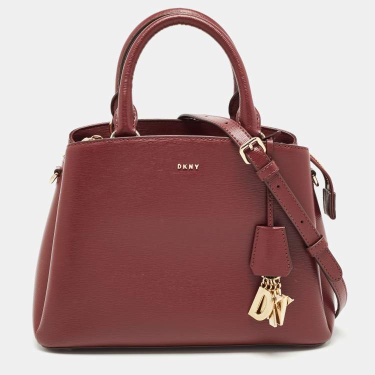 Pre Owned DKNY Burgundy Faux Leather Paige Satchel