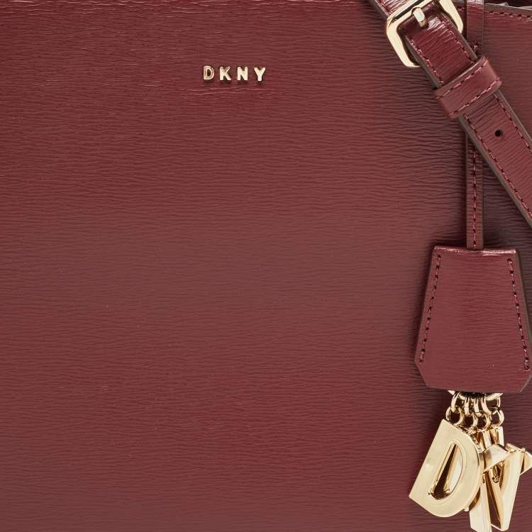 Pre Owned DKNY Burgundy Faux Leather Paige Satchel
