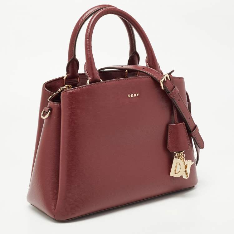 Pre Owned DKNY Burgundy Faux Leather Paige Satchel