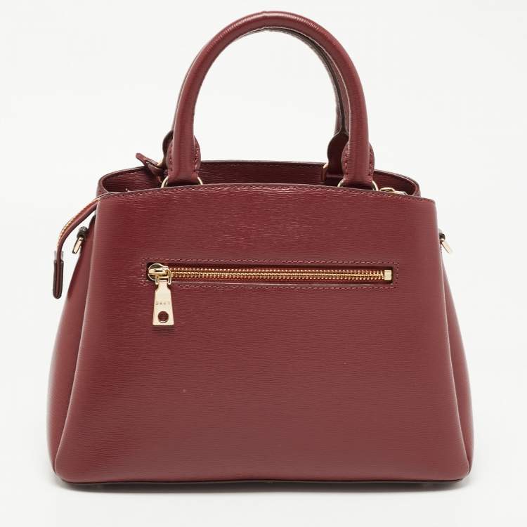 Pre Owned DKNY Burgundy Faux Leather Paige Satchel