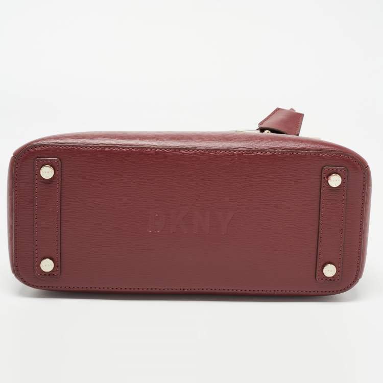 Pre Owned DKNY Burgundy Faux Leather Paige Satchel