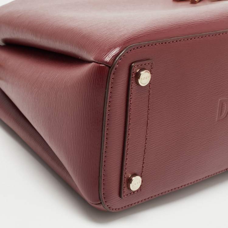 Pre Owned DKNY Burgundy Faux Leather Paige Satchel