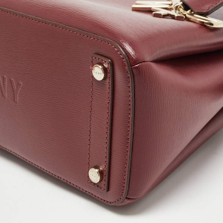 Pre Owned DKNY Burgundy Faux Leather Paige Satchel