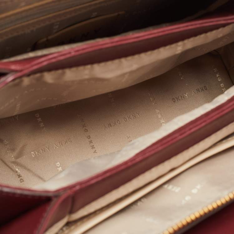 Pre Owned DKNY Burgundy Faux Leather Paige Satchel