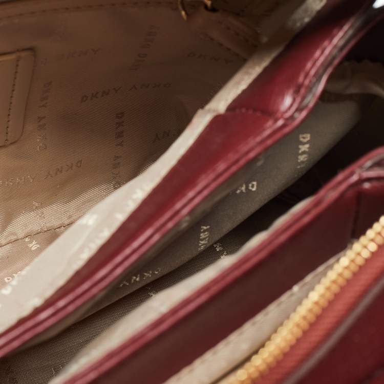 Pre Owned DKNY Burgundy Faux Leather Paige Satchel