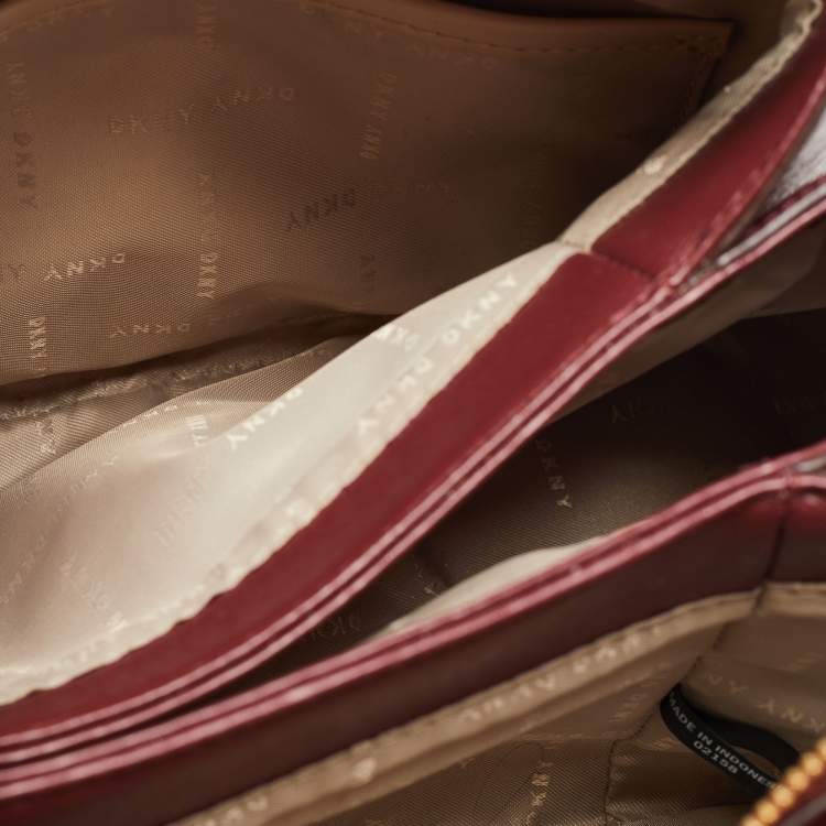 Pre Owned DKNY Burgundy Faux Leather Paige Satchel