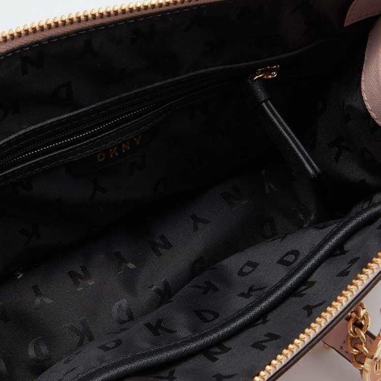 Pre Owned DKNY Pink Leather Bryant Top Zip Shoulder Bag