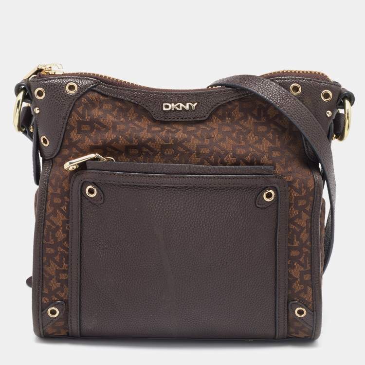 DKNY Brown Leather Crossbody Handbag Purse