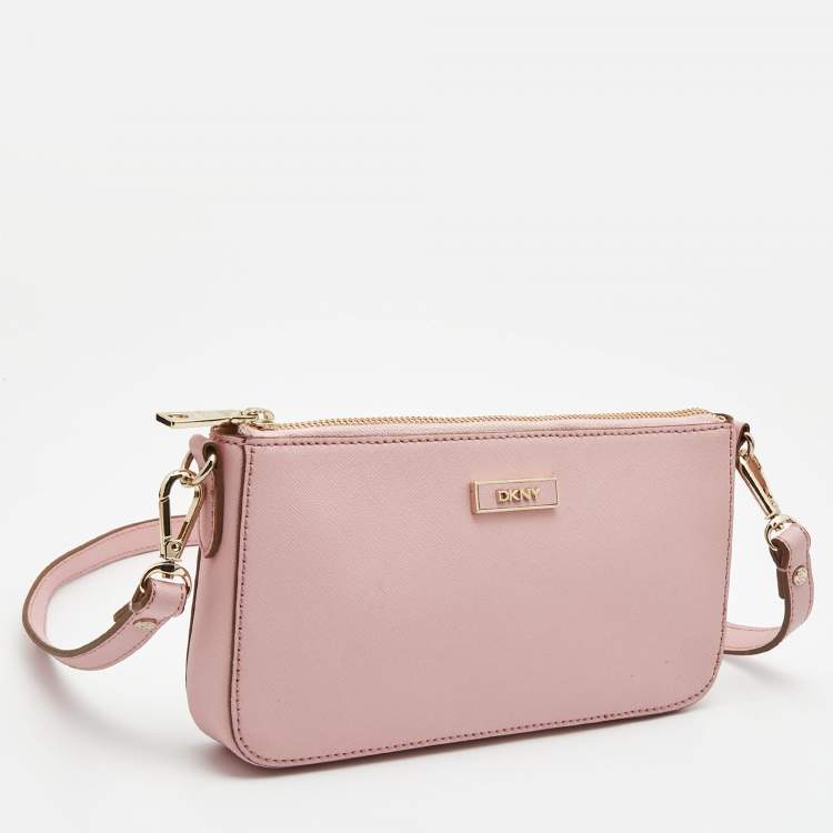 Pre Owned DKNY Pink Saffiano Leather Bryant Park Crossbody Bag