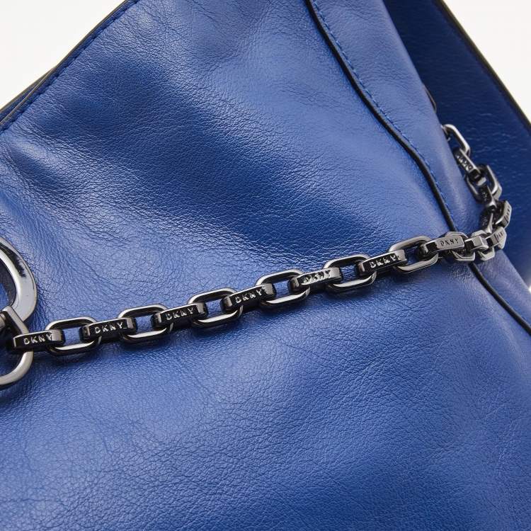 Pre Owned DKNY Blue Leather Hobo
