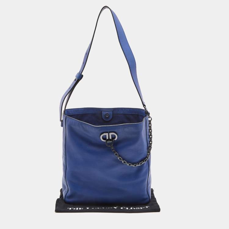 Pre Owned DKNY Blue Leather Hobo