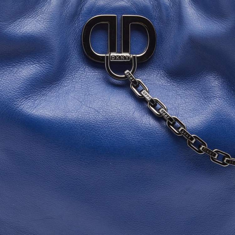 Pre Owned DKNY Blue Leather Hobo