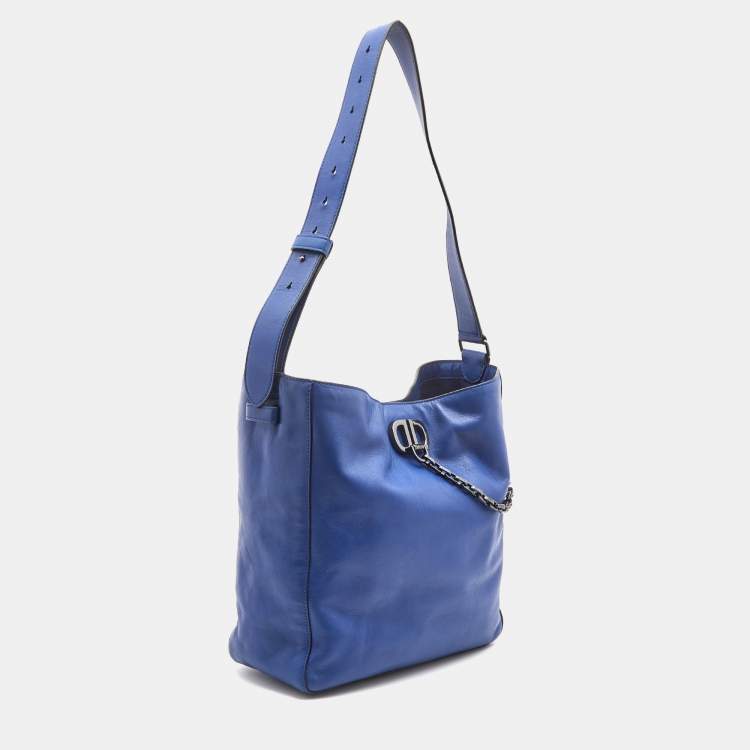Pre Owned DKNY Blue Leather Hobo