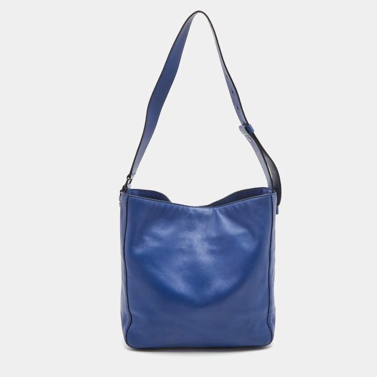Pre Owned DKNY Blue Leather Hobo