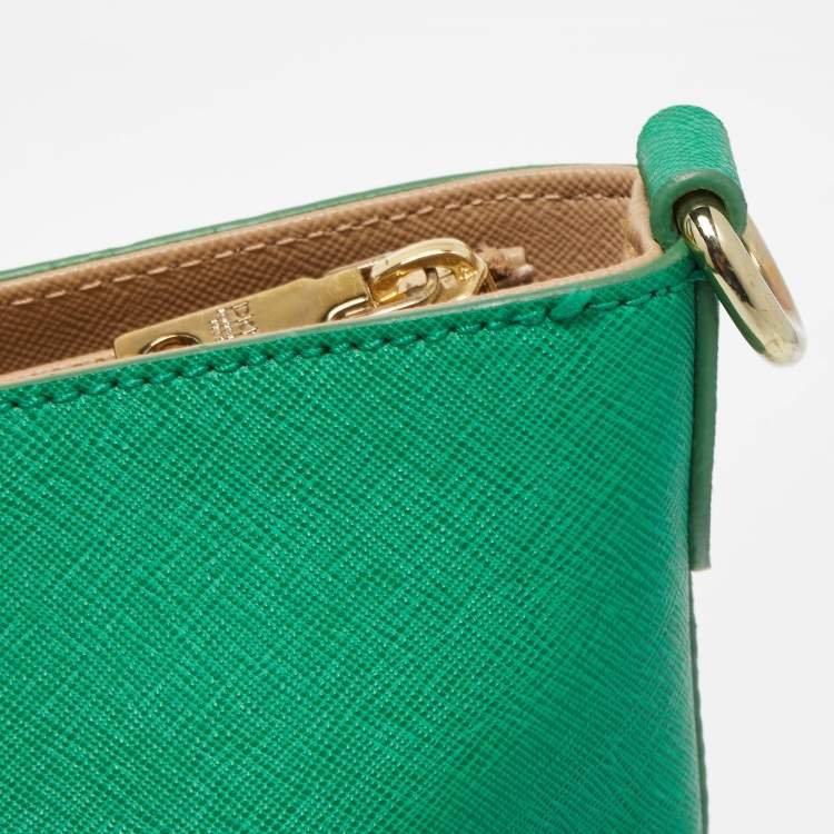 Pre Owned Dkny Green Leather Top Zip  Tote