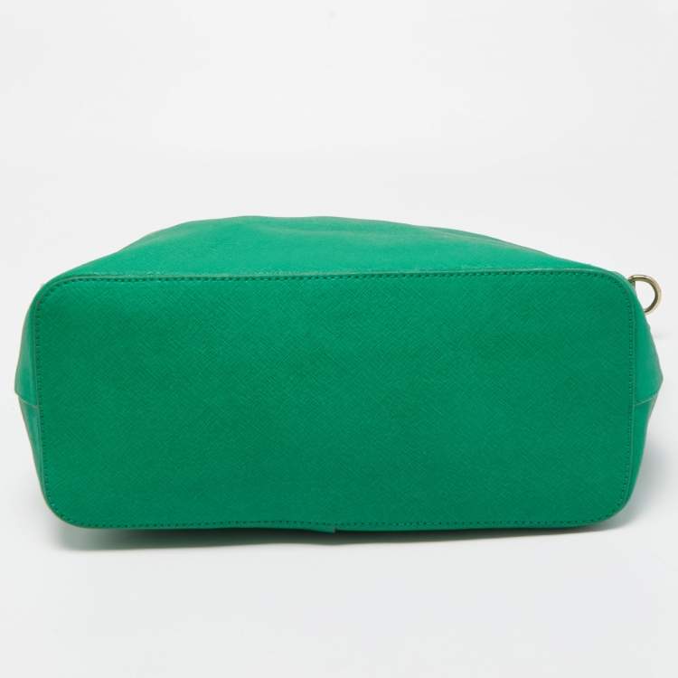 Pre Owned Dkny Green Leather Top Zip  Tote