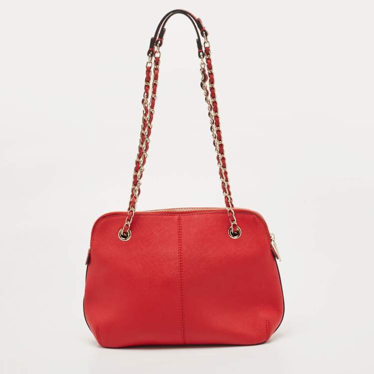 Pre Owned DKNY Red Saffiano Leather Bryant Park Shoulder Bag
