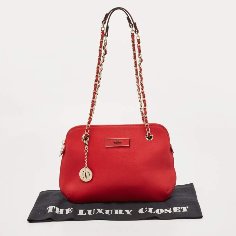 Pre Owned DKNY Red Saffiano Leather Bryant Park Shoulder Bag