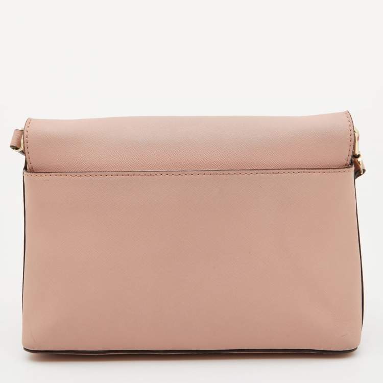 Pre Owned DKNY Pink Leather Flap Crossbody Bag