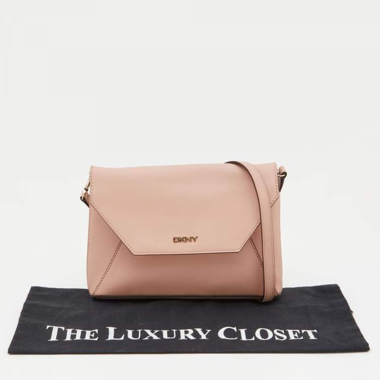 Pre Owned DKNY Pink Leather Flap Crossbody Bag