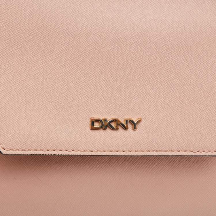 Pre Owned DKNY Pink Leather Flap Crossbody Bag