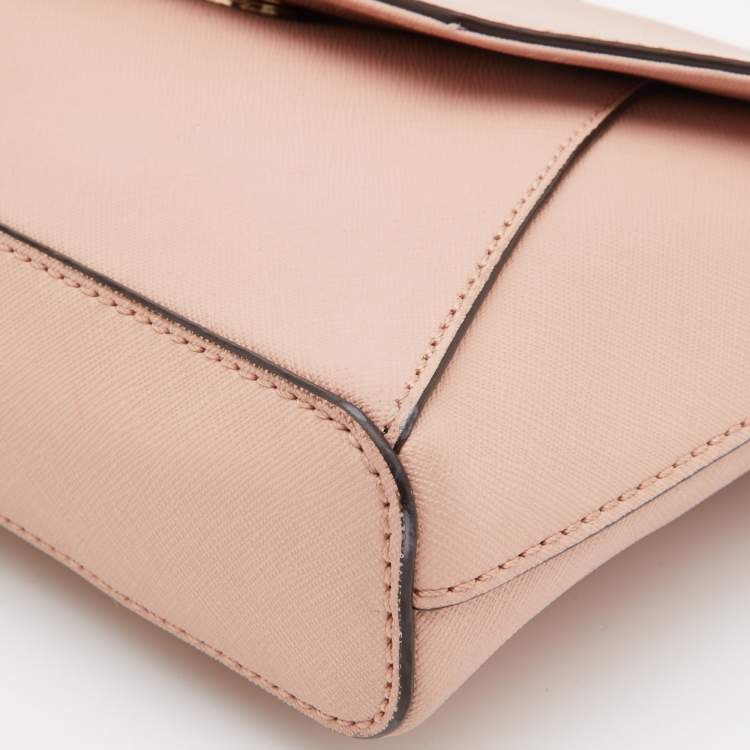 Pre Owned DKNY Pink Leather Flap Crossbody Bag