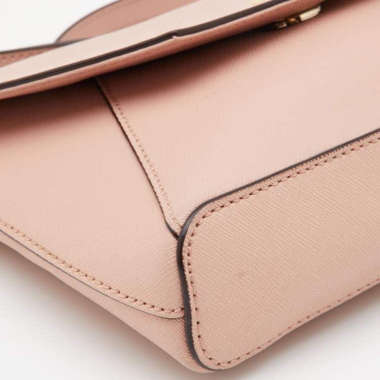 Pre Owned DKNY Pink Leather Flap Crossbody Bag