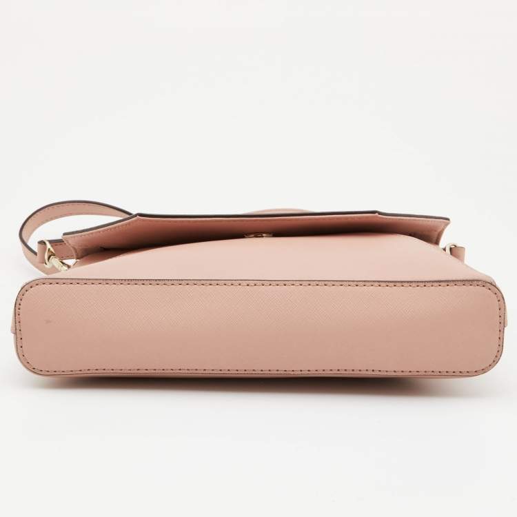 Pre Owned DKNY Pink Leather Flap Crossbody Bag
