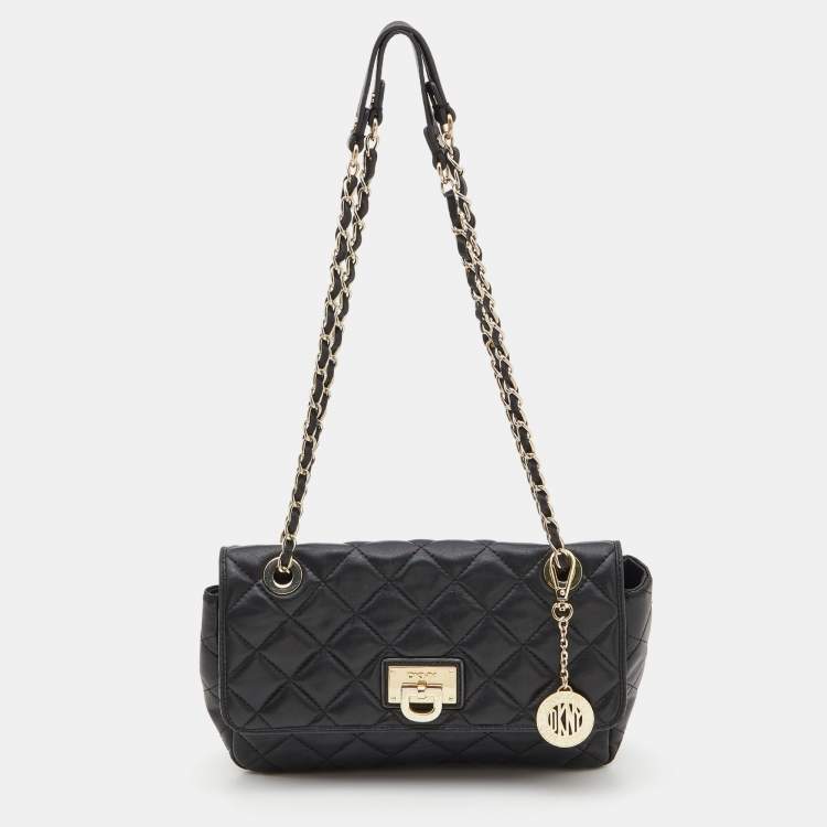 DKNY Brown/Black Signature Canvas and Leather Chain Shoulder Bag Dkny | The  Luxury Closet