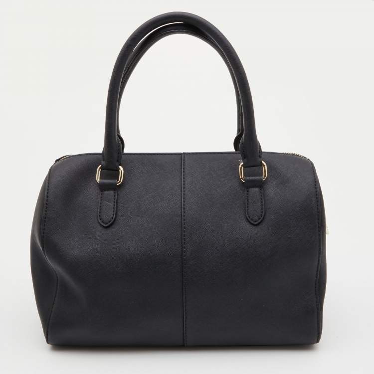 Pre Owned DKNY Black Leather Zip Boston Bag