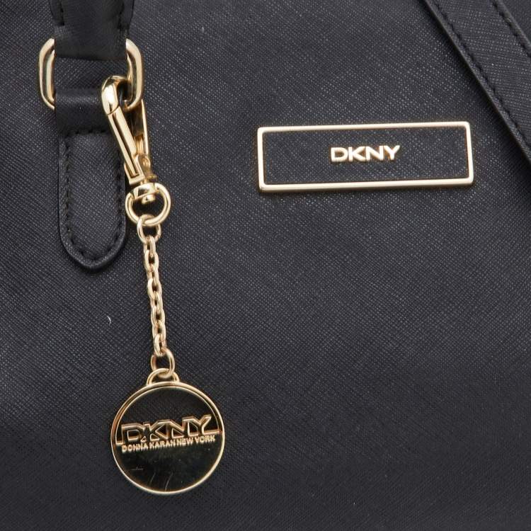 Pre Owned DKNY Black Leather Zip Boston Bag