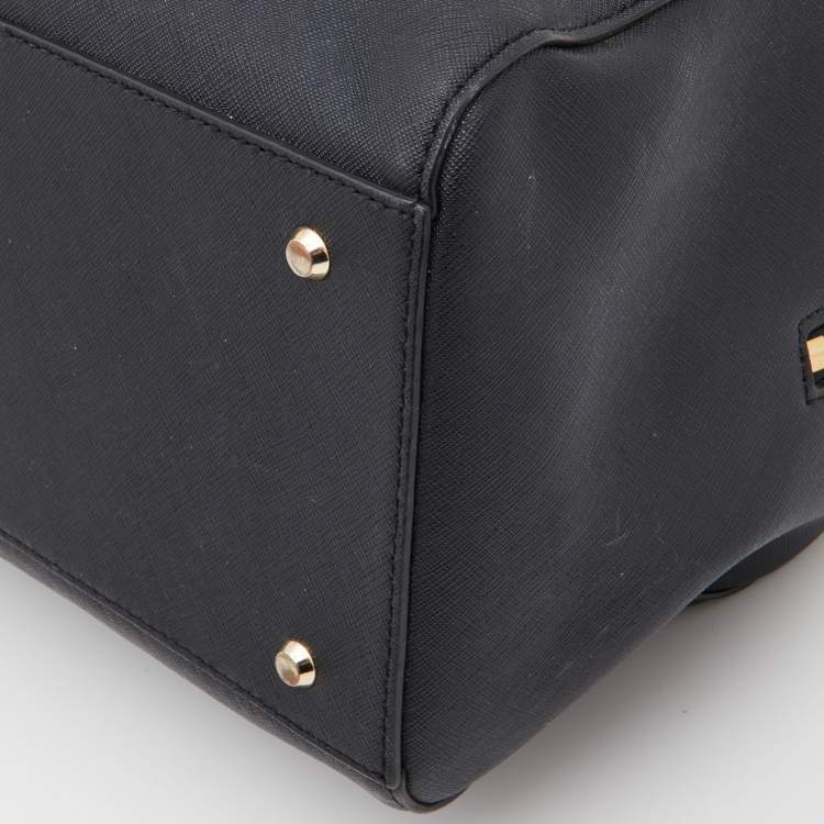 Pre Owned DKNY Black Leather Zip Boston Bag